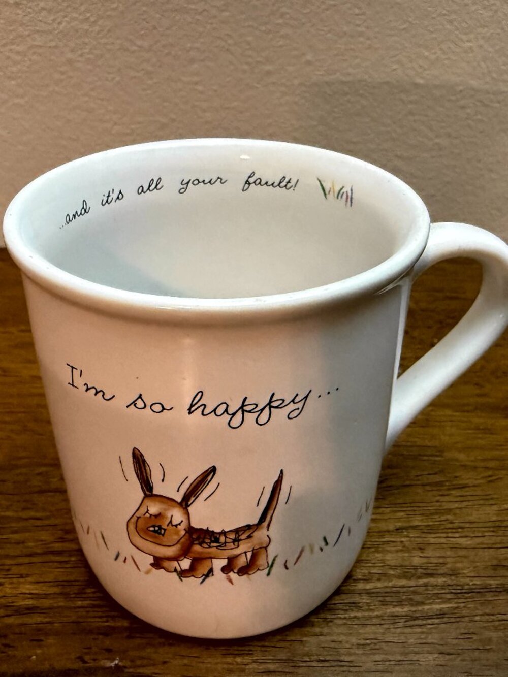 Vintage 1985 Hallmark Happy Dog Mug. “I’m So Happy…And It’s All Your Fault”